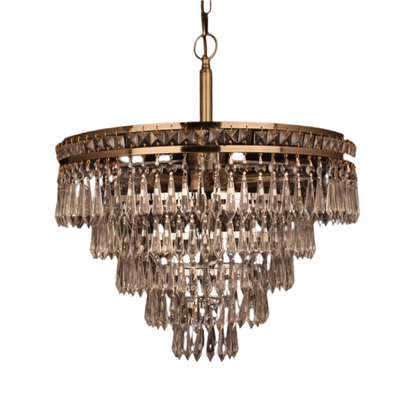 Impex Dian 7 Light Antique Brass Glass Drop Chandelier