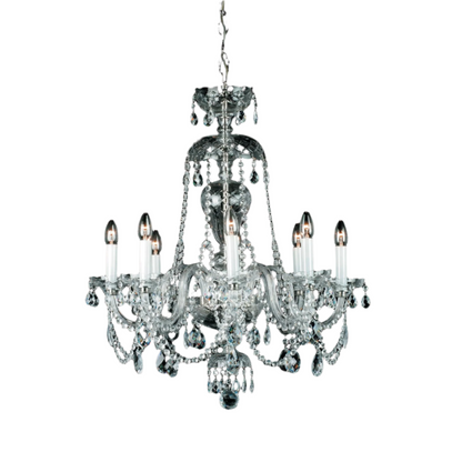 Impex Dolni 8 Light Crystal Nickel Candle Chandelier