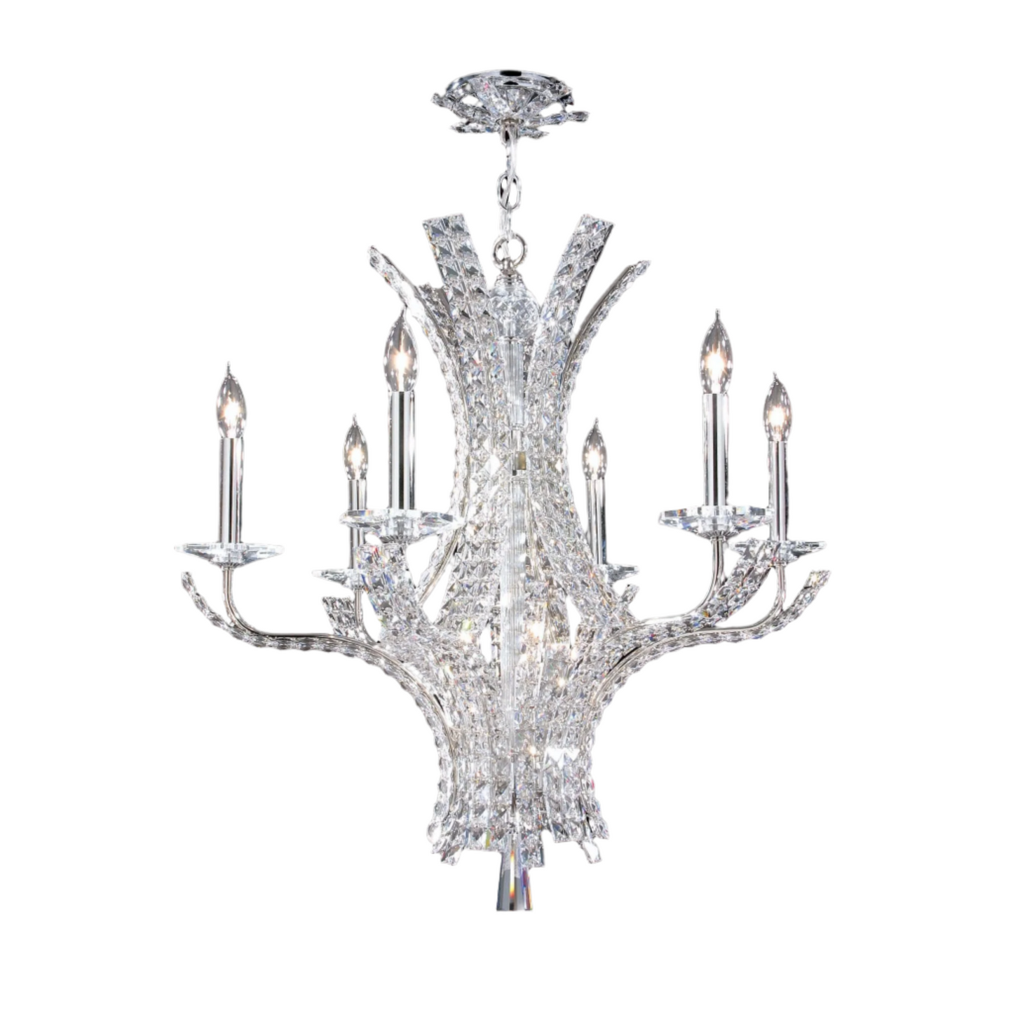 Impex Eclipse 6 Light Chrome Crystal Candle Chandelier