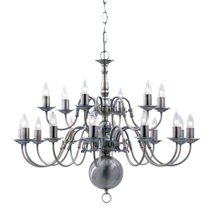 Impex Flemish 18 Light Candle Chandelier in Gun Metal