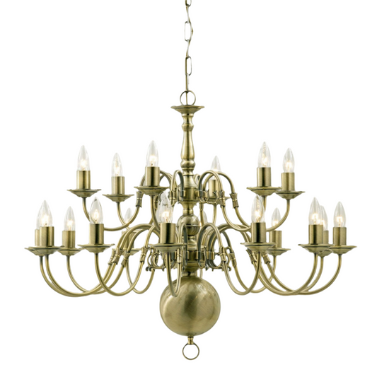 Impex Flemish 18 Light Gold Polished Brass Chandelier