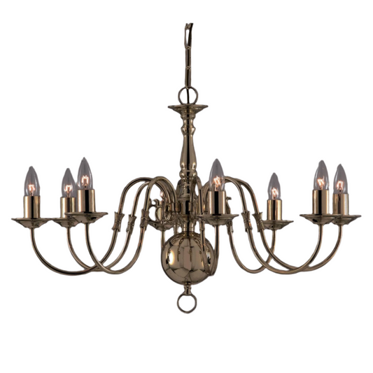 Impex Flemish 8 Light Candle Antique Brass Chandelier