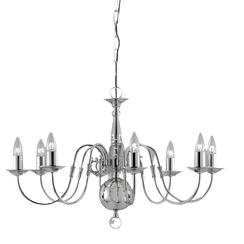 Impex Flemish 8 Light Candle Chandelier in Gun Metal