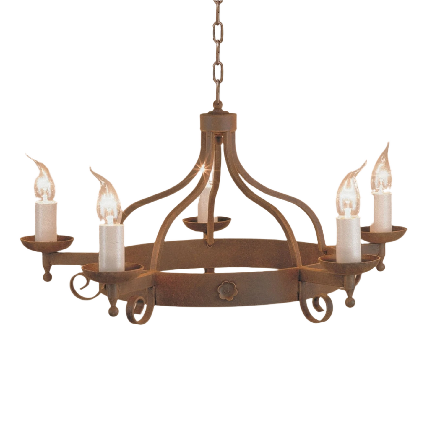 Impex Forge 5 Light Aged Rustic Metal Candle Chandelier