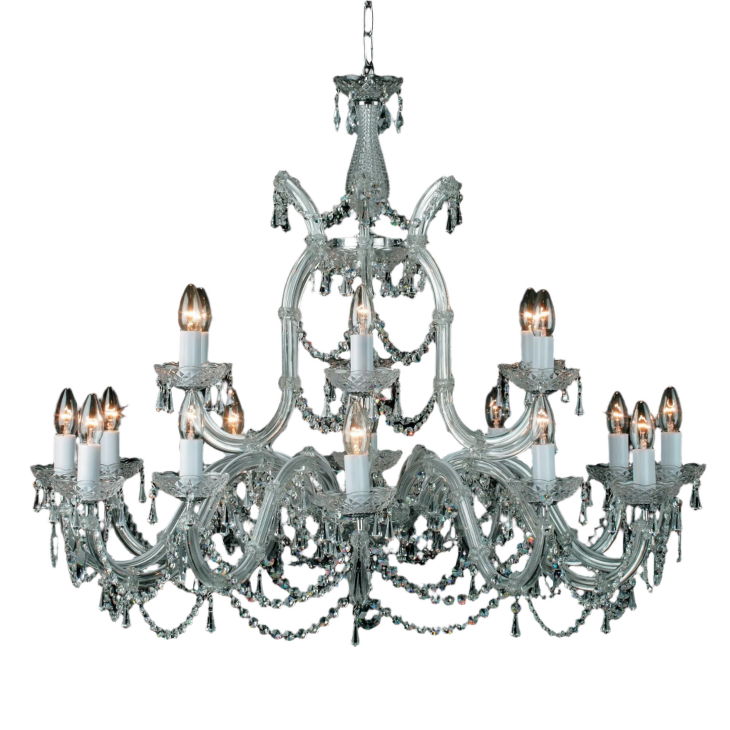 Impex Marie Therese 19 Light Chrome Crystal Chandelier