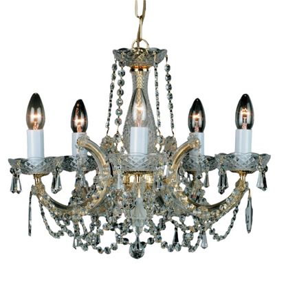 Impex Marie Therese 5 Light Gold Crystal Chandelier