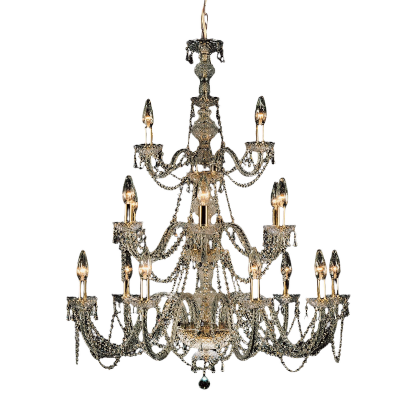 Impex Modra 18 Light Gold Crystal Georgian Chandelier