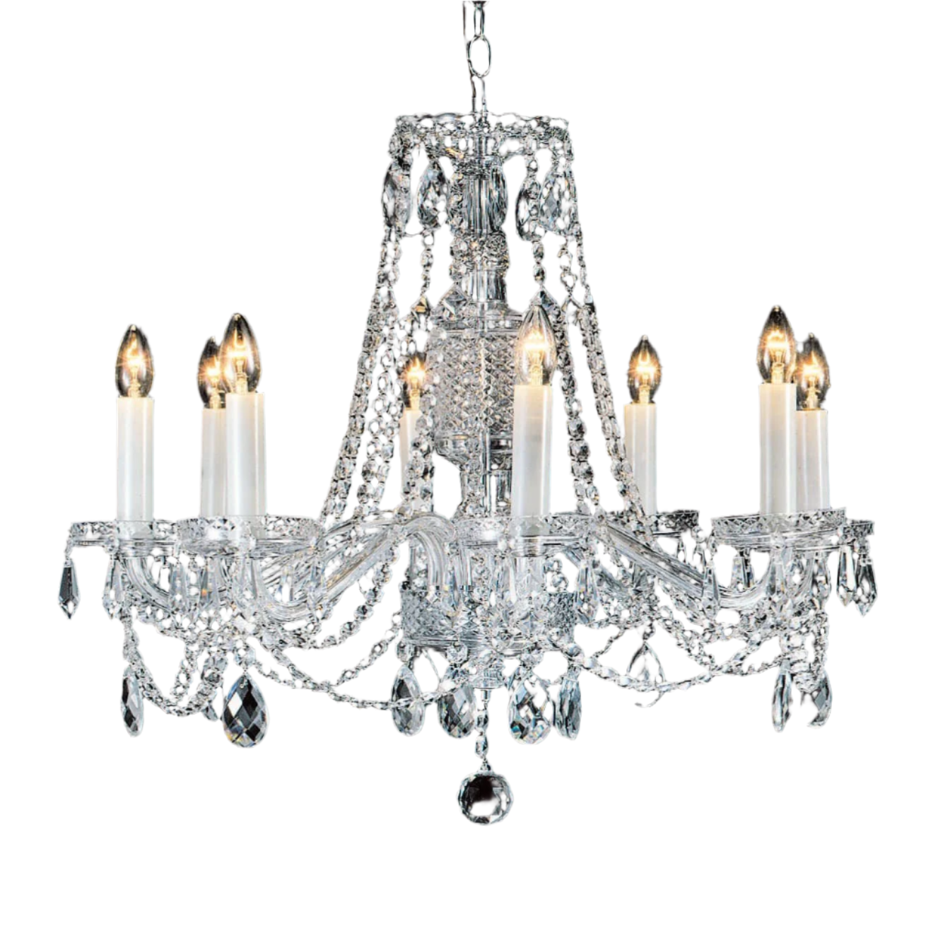 Impex Opava 8 Light Strass Crystal Georgian Chandelier