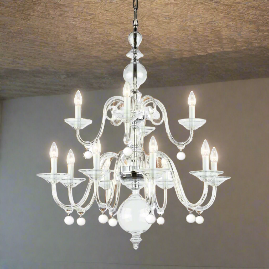 Impex Padova 12 Light Clear Glass Chrome Chandelier