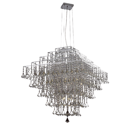 Impex Parma Square 12 Light Chrome Crystal Chandelier