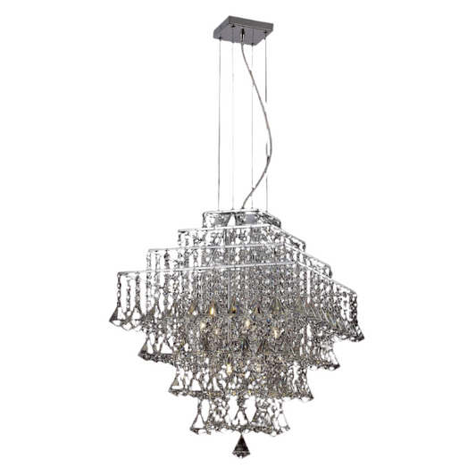 Impex Parma Square 6 Light Chrome Crystal Chandelier