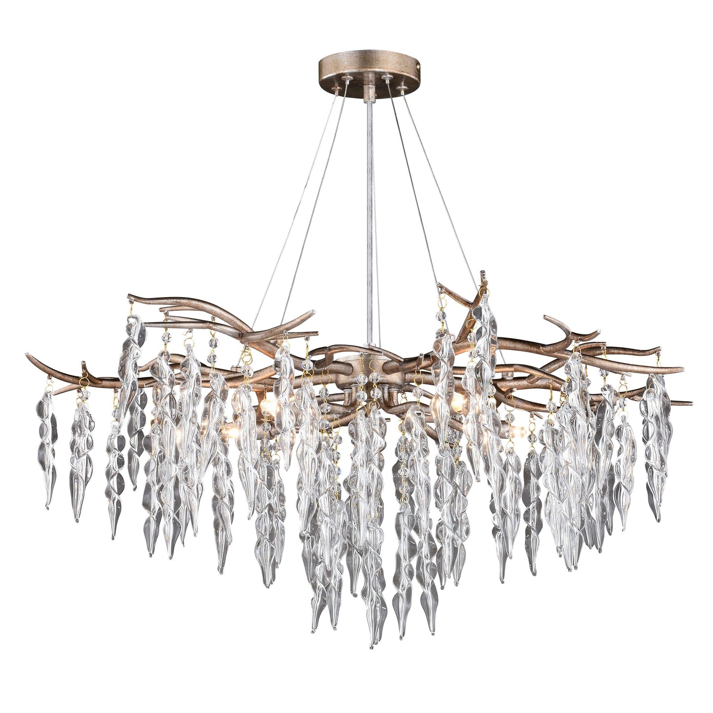 Vaxcel Rainier Crystal Silver Waterfall Semi Flush Mount Ceiling Light