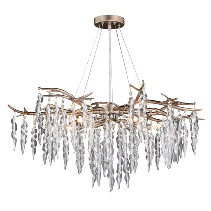 Vaxcel Rainier Crystal Silver Waterfall Semi Flush Mount Ceiling Light