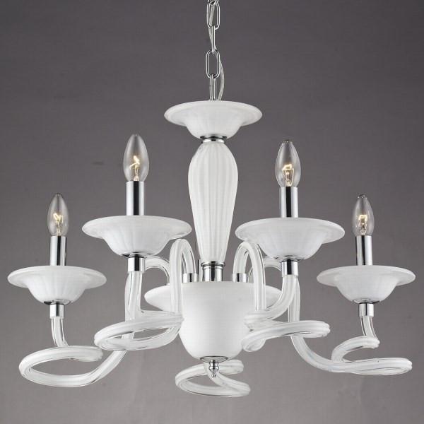 Azzardo Bolton 5 Light White Candle Style Chandelier