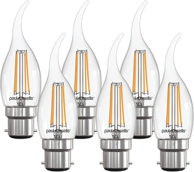Paul Russells LED Flame Candle Filament Bulbs - Pack of 6