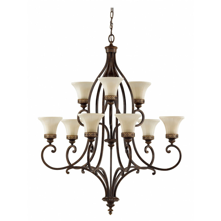 Feiss Drawing Room 9 Light Walnut Amber Snow Chandelier FE/DRAWING RM9