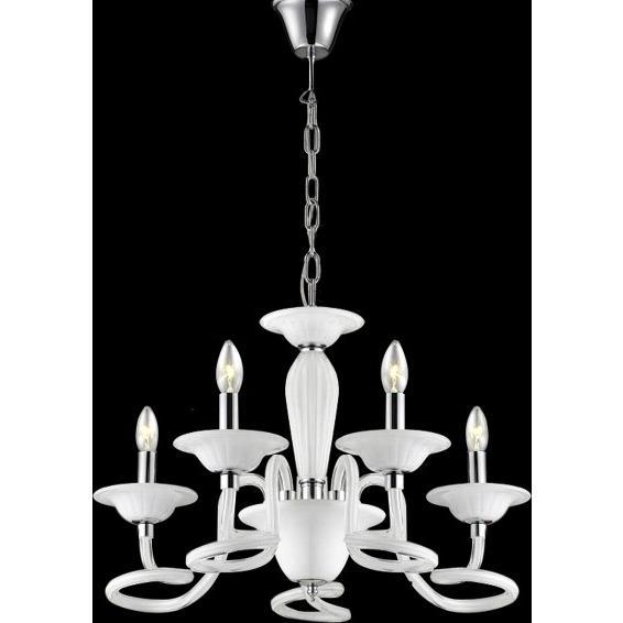 Azzardo Bolton 5 Light White Candle Style Chandelier