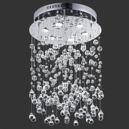 Azzardo Comet Glass Acrylic Rain Drop Chrome Chandelier MX-9735B-6