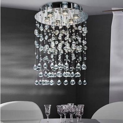 Azzardo Comet Glass Acrylic Rain Drop Chrome Chandelier Dining Room MX-9735B-6