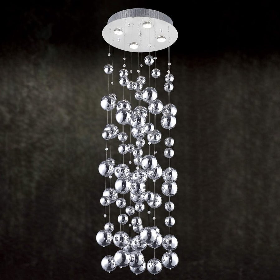 Azzardo Rain 4 Light Chrome Glass Balls Chandelier