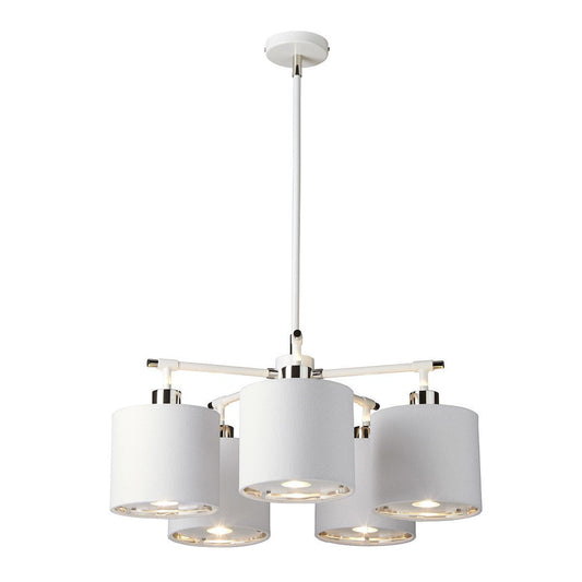 Elstead Balance 5 Light White/Polished Nickel Chandelier BALANCE5 WPN