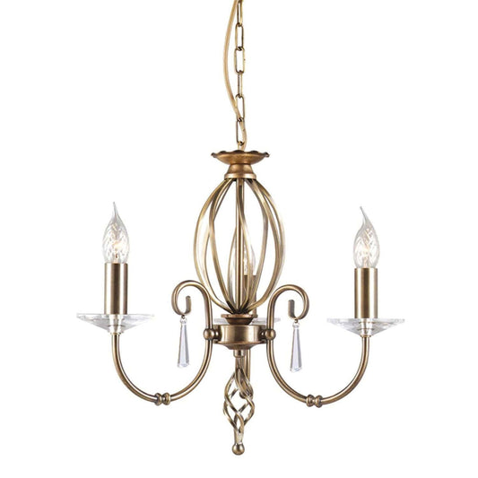 Elstead Aegean 3 Light Aged Brass Candle Chandelier AG3 AGED BRASS