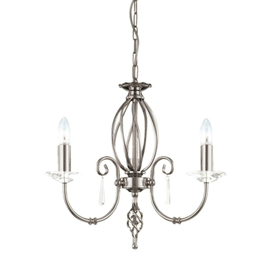 Elstead Aegean 3 Light Silver Nickel Candle Chandelier AG3 POL NICKEL