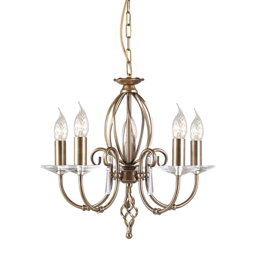 Elstead Aegean 5 Light Aged Brass Candle Chandelier AG5 AGED BRASS