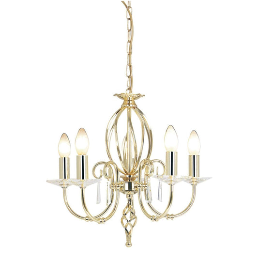 Elstead Aegean 5 Light Gold Brass Candle Chandelier AG5 POL BRASS