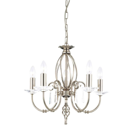 Elstead Aegean 5 Light Silver Nickel Candle Chandelier AG5 POL NICKEL