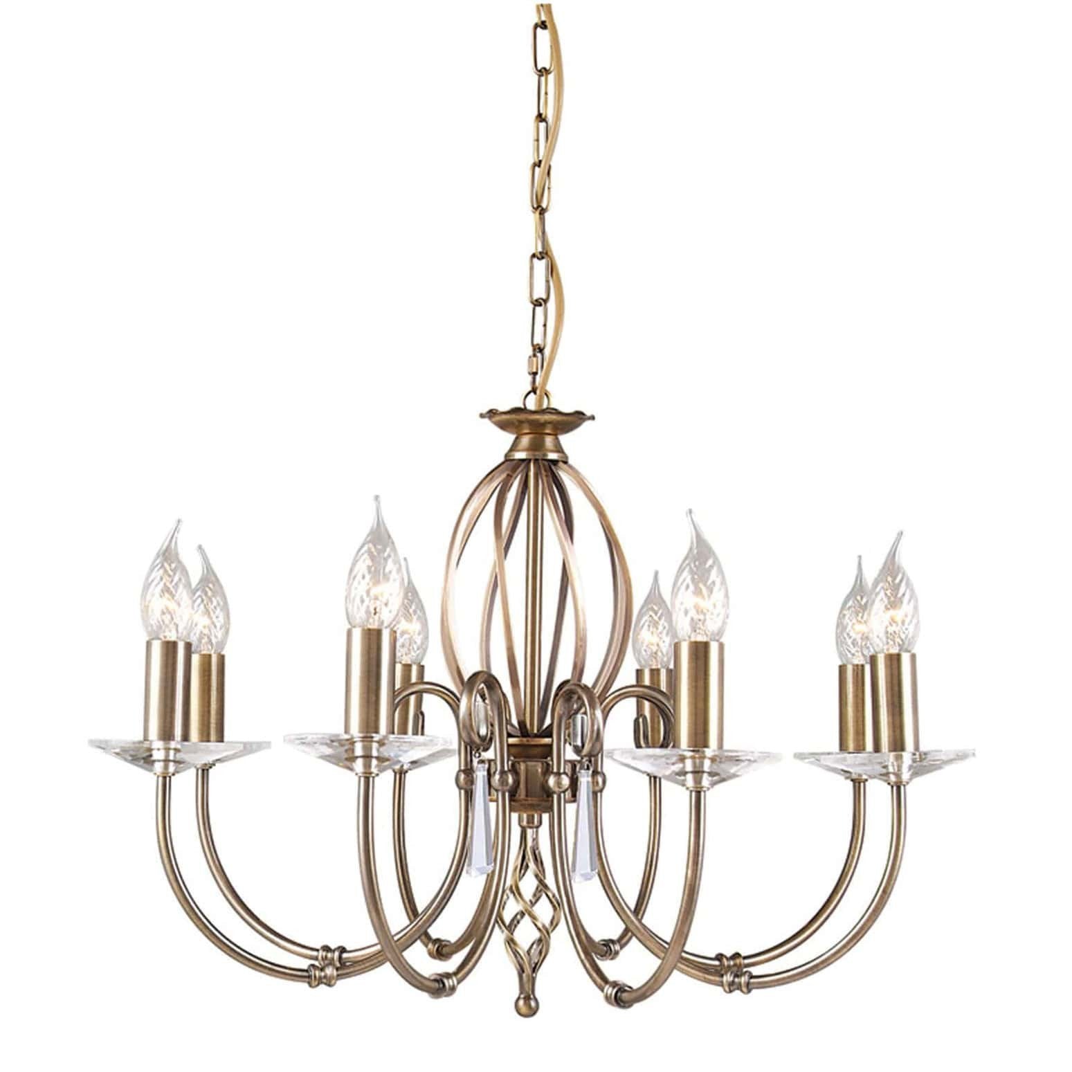 Elstead Aegean 8 Light Aged Brass Candle Chandelier AG8 AGED BRASS