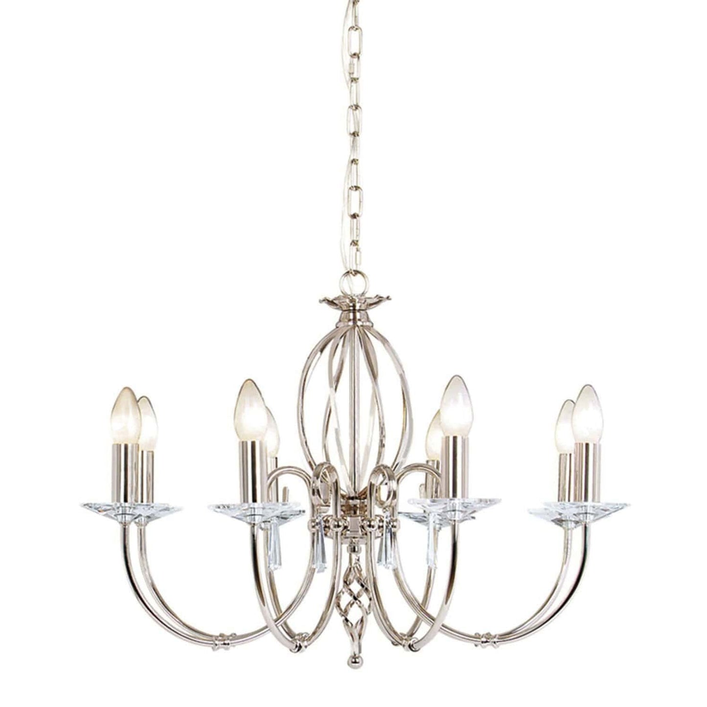 Elstead Aegean 8 Light Silver Nickel Candle Chandelier AG8 POL NICKEL