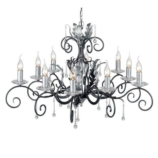 Elstead Amarilli 10 Light Chandelier in Black Silver AML10 BLK/SILVER