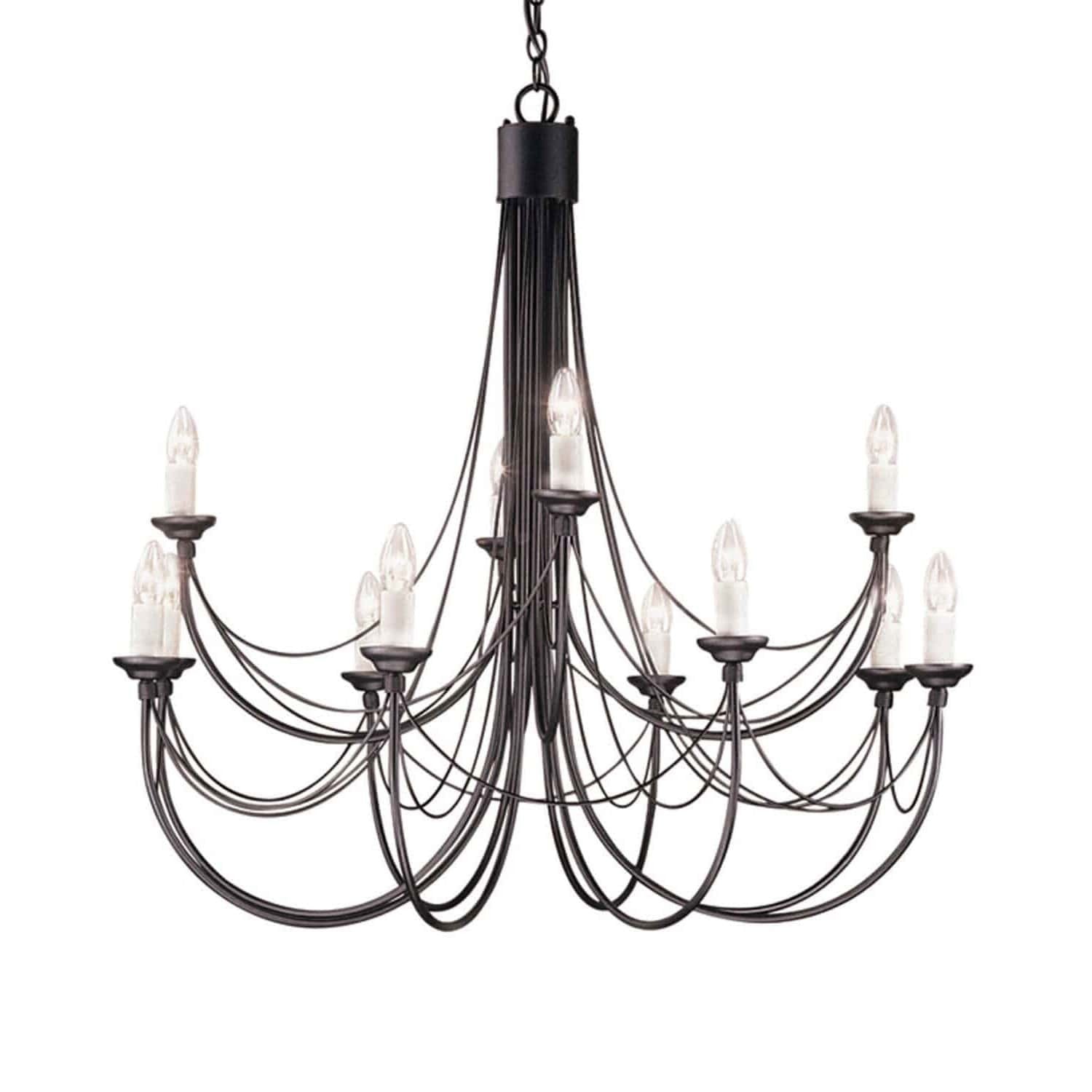 Elstead Carisbrooke 12 Light Black Candle Chandelier CB12 BLACK