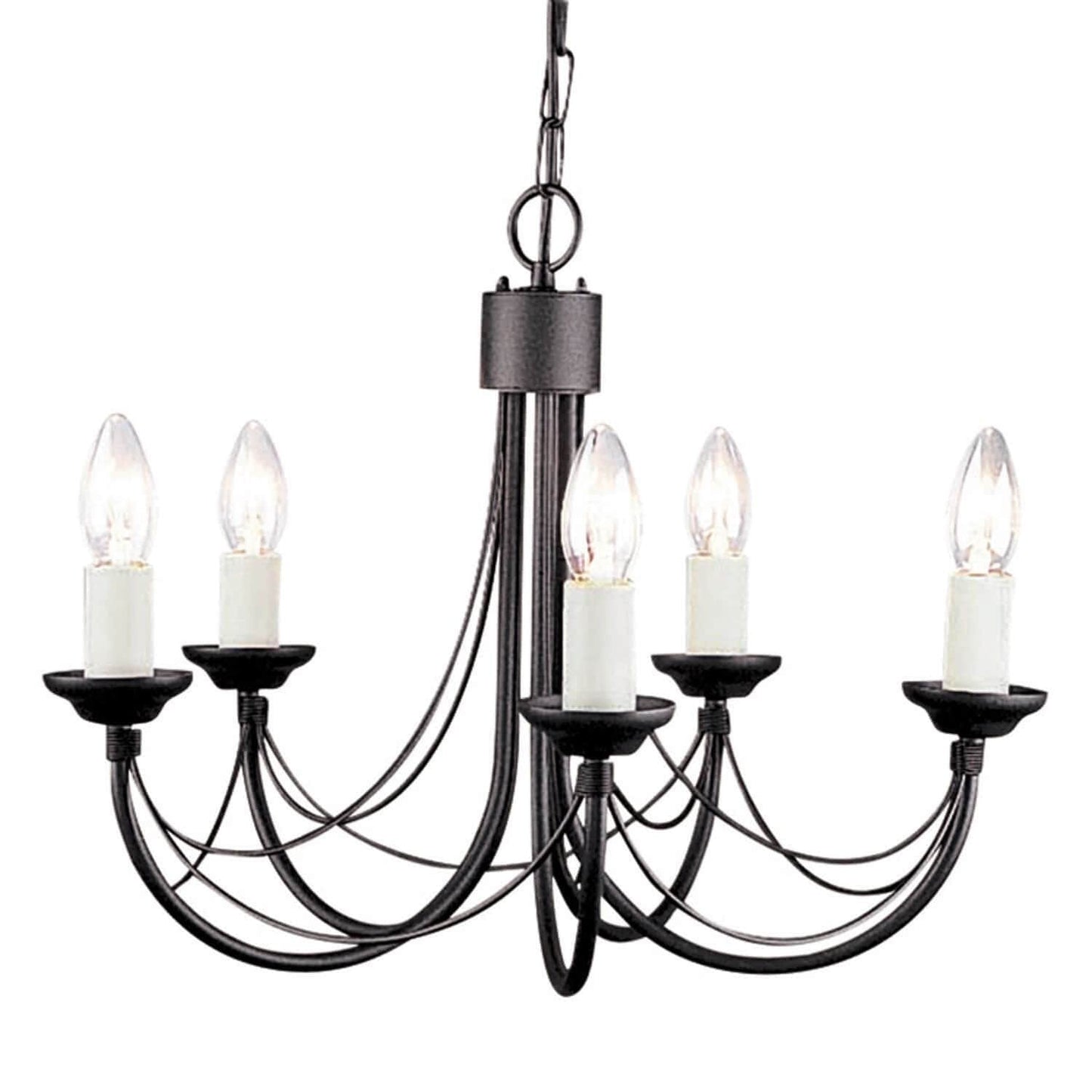 Elstead Carisbrooke 5 Light Black Candle Chandelier CB5 BLACK