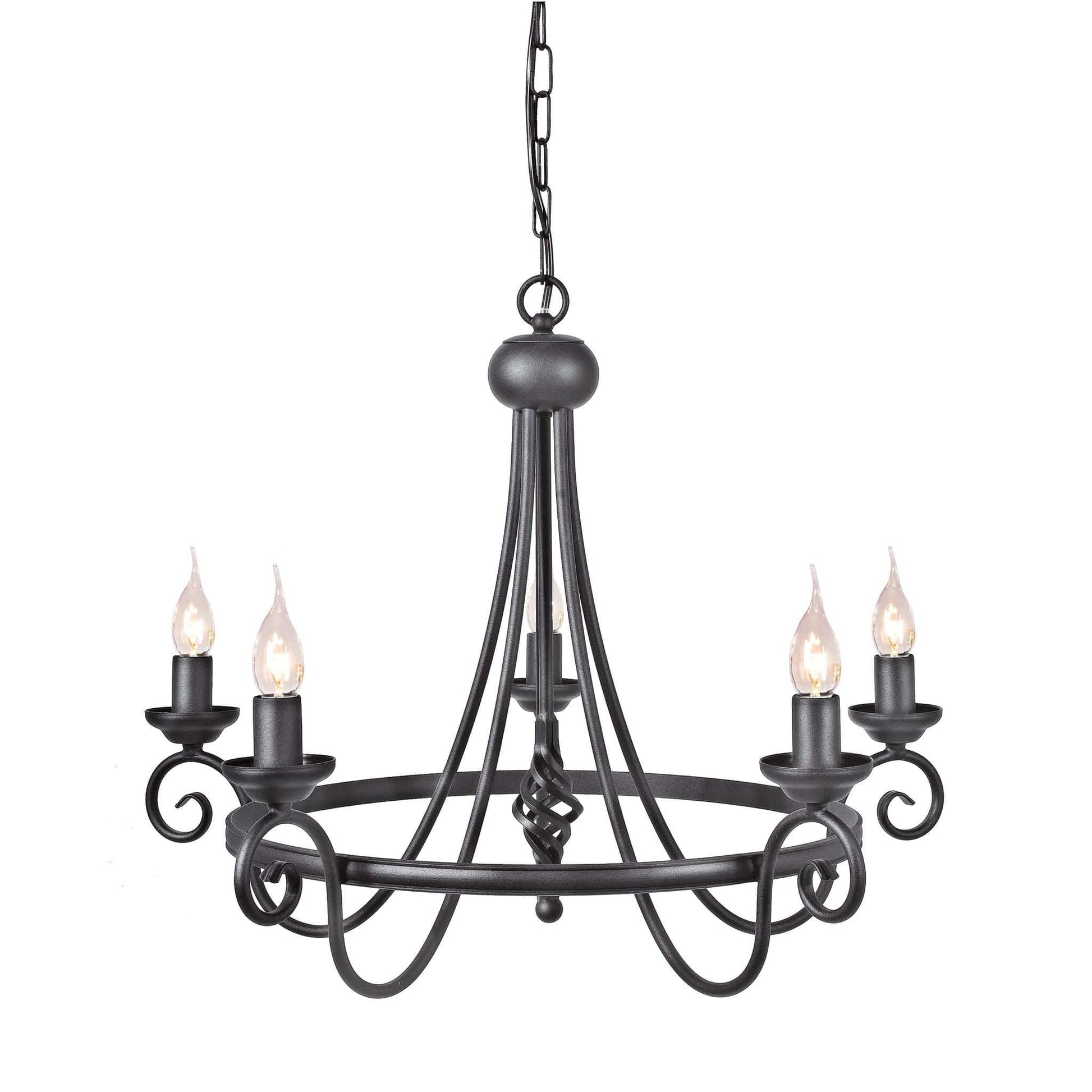 Elstead Harlech 5 Light Black Metal Candle Chandelier HR5 BLACK