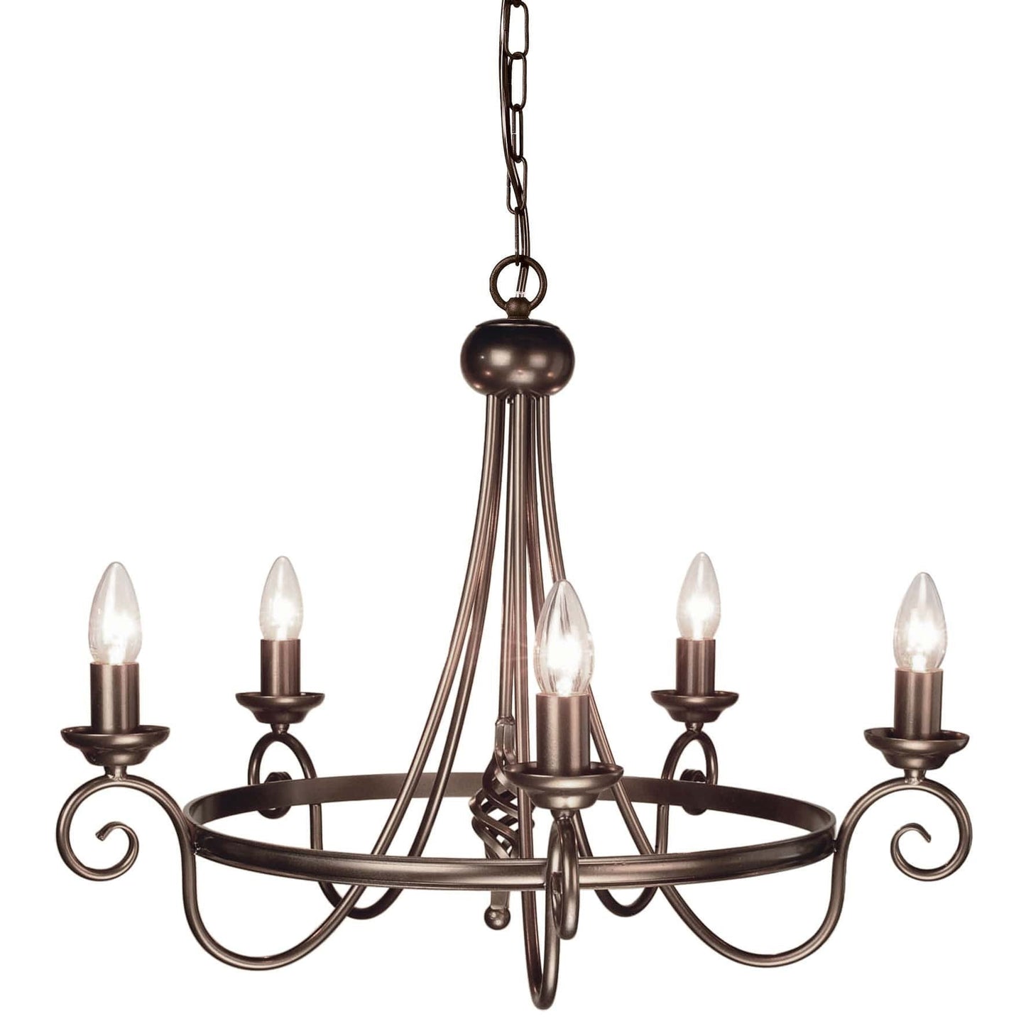 Elstead Harlech 5 Light Bronze Metal Candle Chandelier HR5 BRONZE