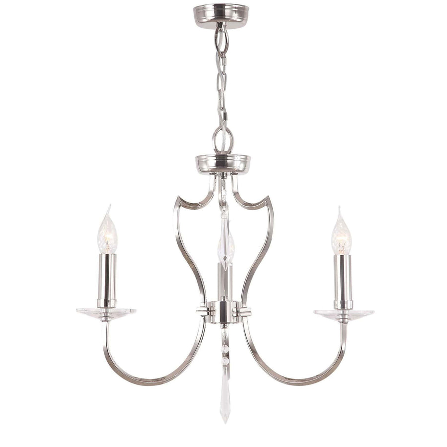 Elstead Pimlico 3 Light Silver Nickel Candle Chandelier PM3 PN