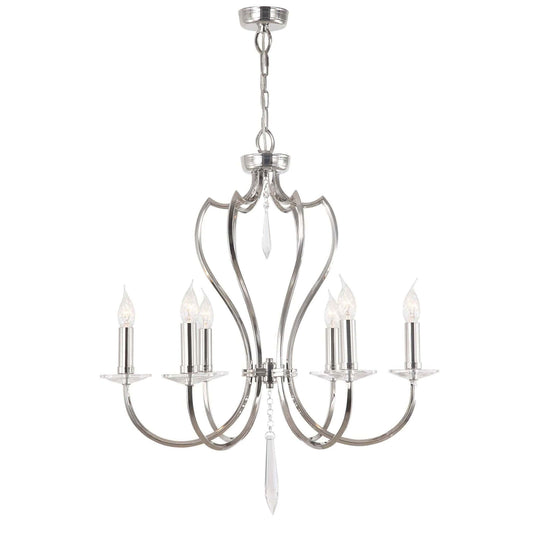 Elstead Pimlico 6 Light Silver Nickel Candle Chandelier PM6 PN