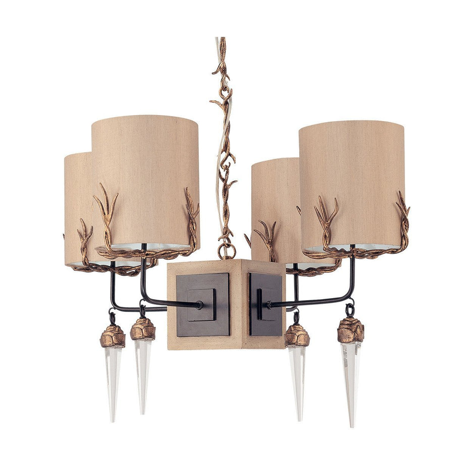 Flambeau Diego 4 Light Taupe and Gold, Crystal Chandelier