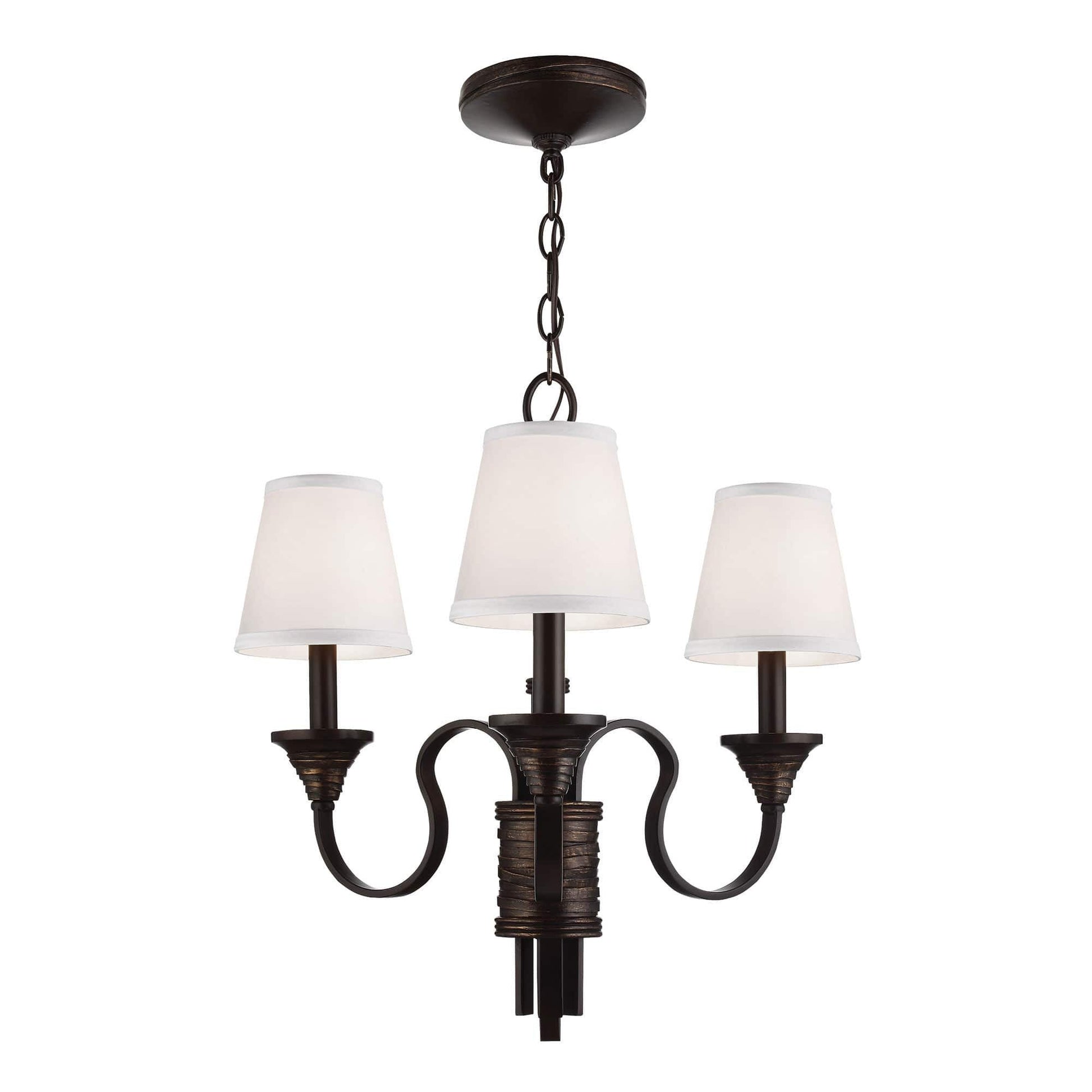  Feiss Arbor Creek 3 Light Weathered Brass Chandelier FE/ARBOR CREEK3