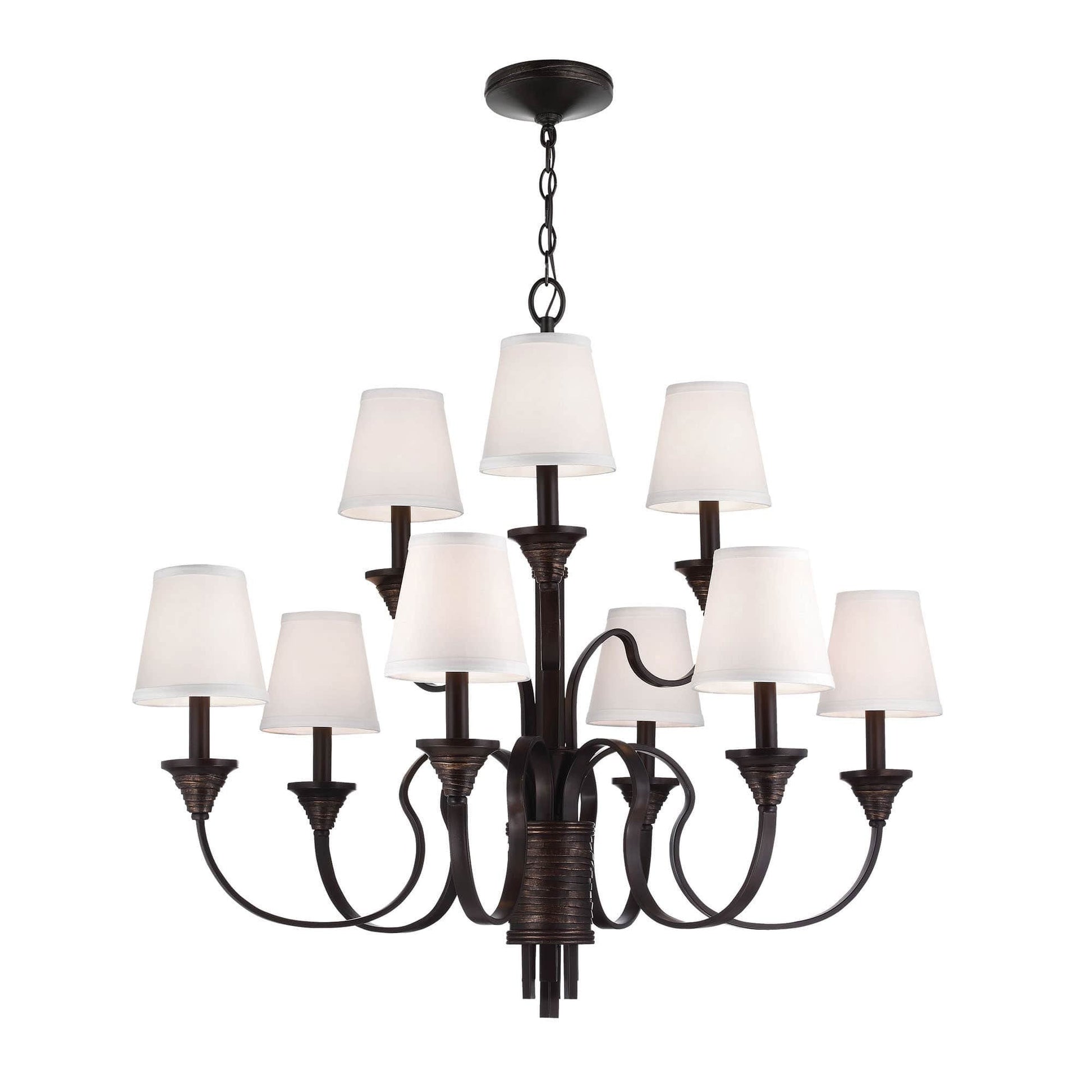 Feiss Arbor Creek 9 Light Weathered Brass Chandelier FE/ARBOR CREEK9