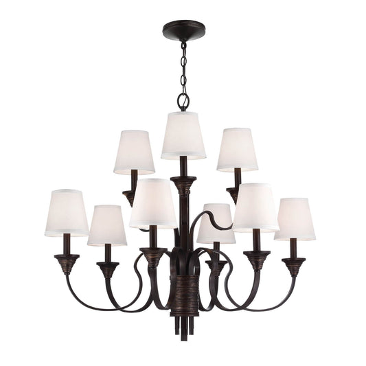 Feiss Arbor Creek 9 Light Weathered Brass Chandelier FE/ARBOR CREEK9