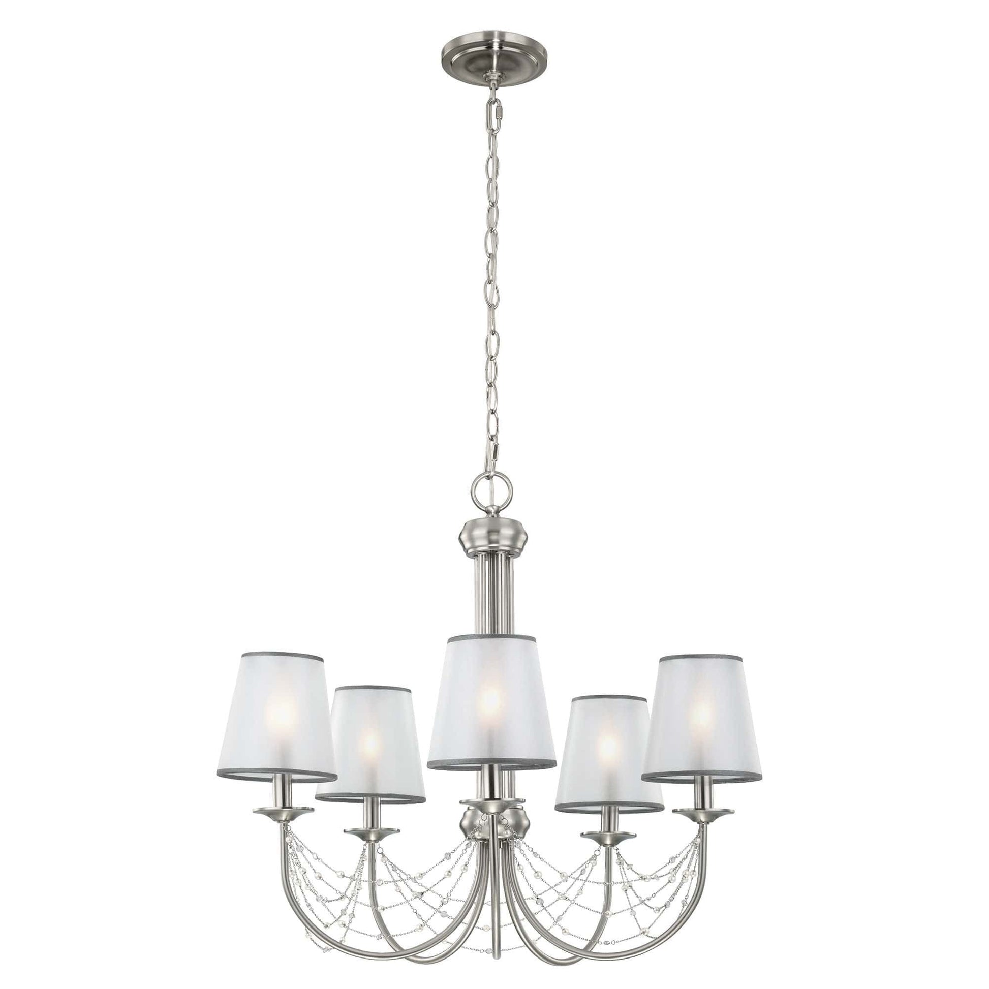 Feiss Aveline 5 Light Silver Brushed Steel Chandelier FE/AVELINE5