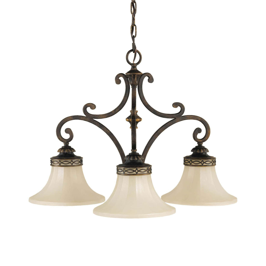 Feiss Drawing Room 3 Light Walnut Amber Snow Chandelier FE/DRAWING RM3