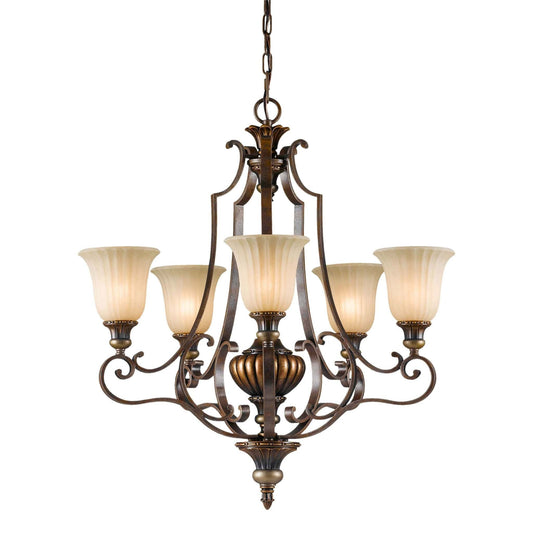 Feiss Kelham Hall 5 Light Bronze Gold Up Chandelier FE/KELHALL5 UPLT