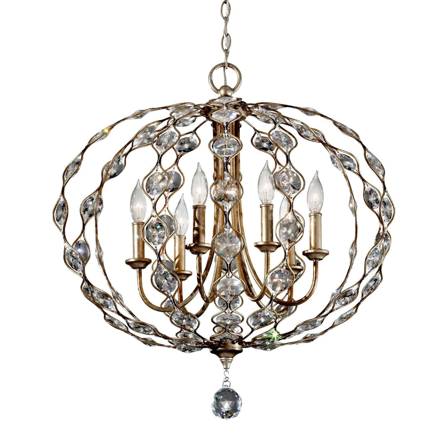Feiss Leila 6 Light Burnished Silver Crystal Chandelier