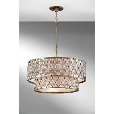 Feiss Lucia 6 Light Burnished Silver Pendant Chandelier Drop FE/LUCIA/P/E 2TR