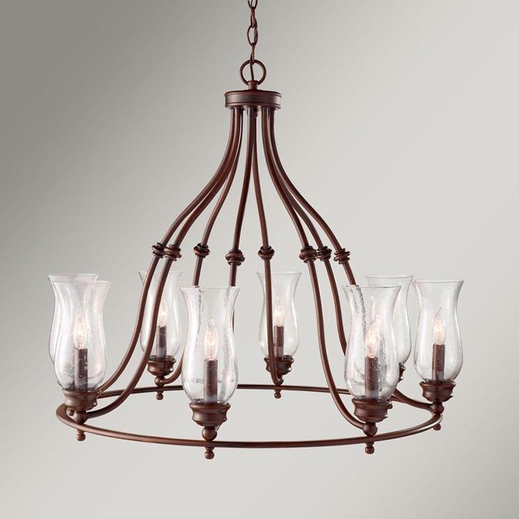 Feiss Pickering Lane 8 Light Glass Bronze Chandelier FE/PICKERINGL8