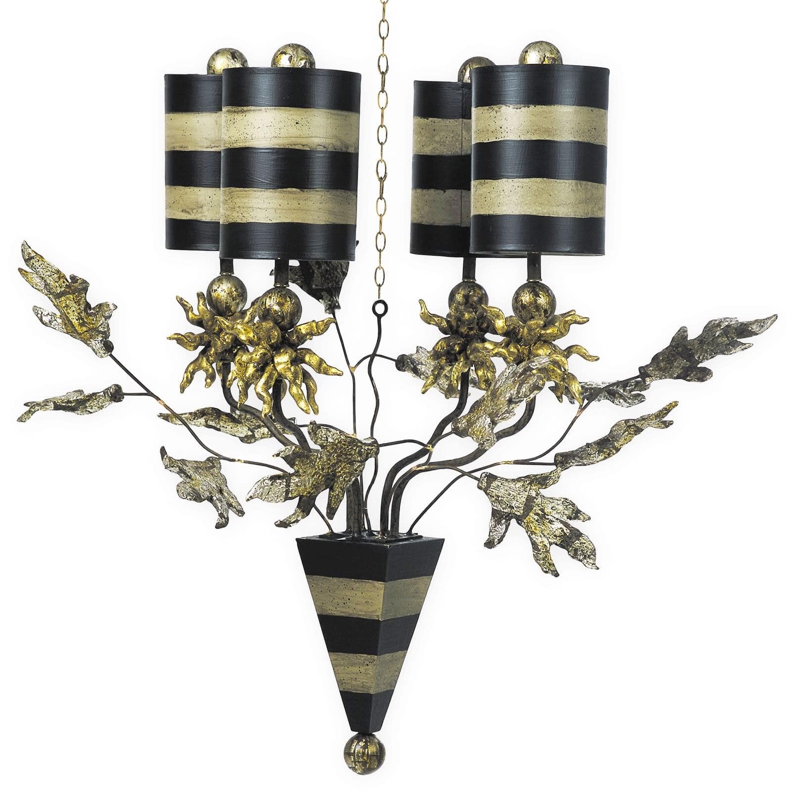 Flambeau Audubon 4 Light Black Gold Striped Chandelier FB/AUDUBON4